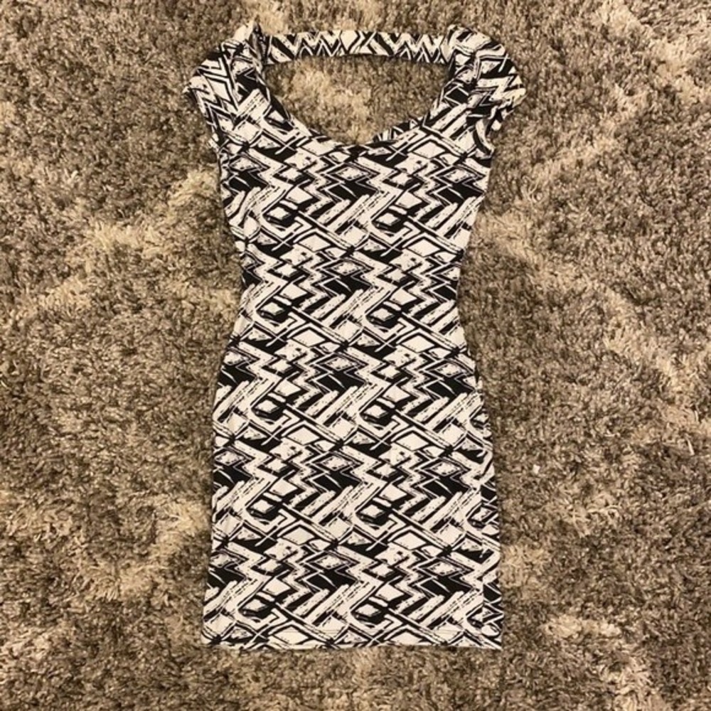 Vintage Charlotte Russe Y2K McBling Geometric Backless Bodycon Mini Dress - Picture 3 of 4
